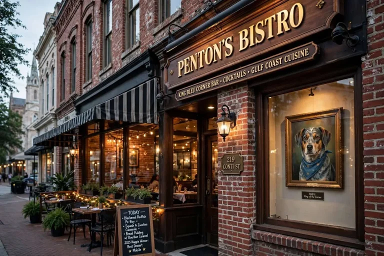 Illustration for the news story: History on the Plate: Penton’s Bistro and the King Bleu Corner Bar Take Over 219 Conti Street