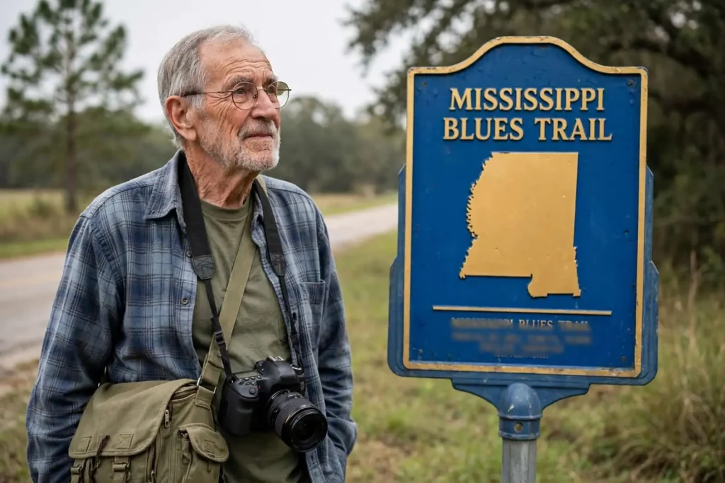 Illustration for the news story: Hitting the Blues Trail: The Photographer Documenting Mississippi’s Roadside History