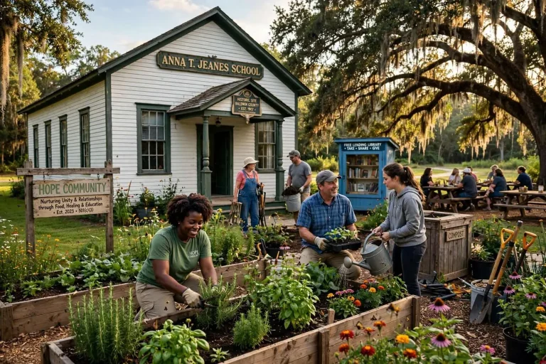 Illustration for the news story: Hope Community: The Jeanes School Grounds Become Fairhope’s Newest Gathering Place