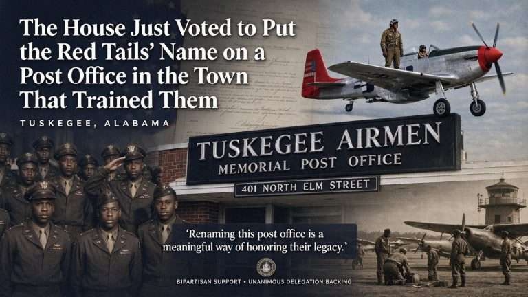 Illustration for the news story: The House Just Voted to Put the Red Tails’ Name on a Post Office in the Town That Trained Them