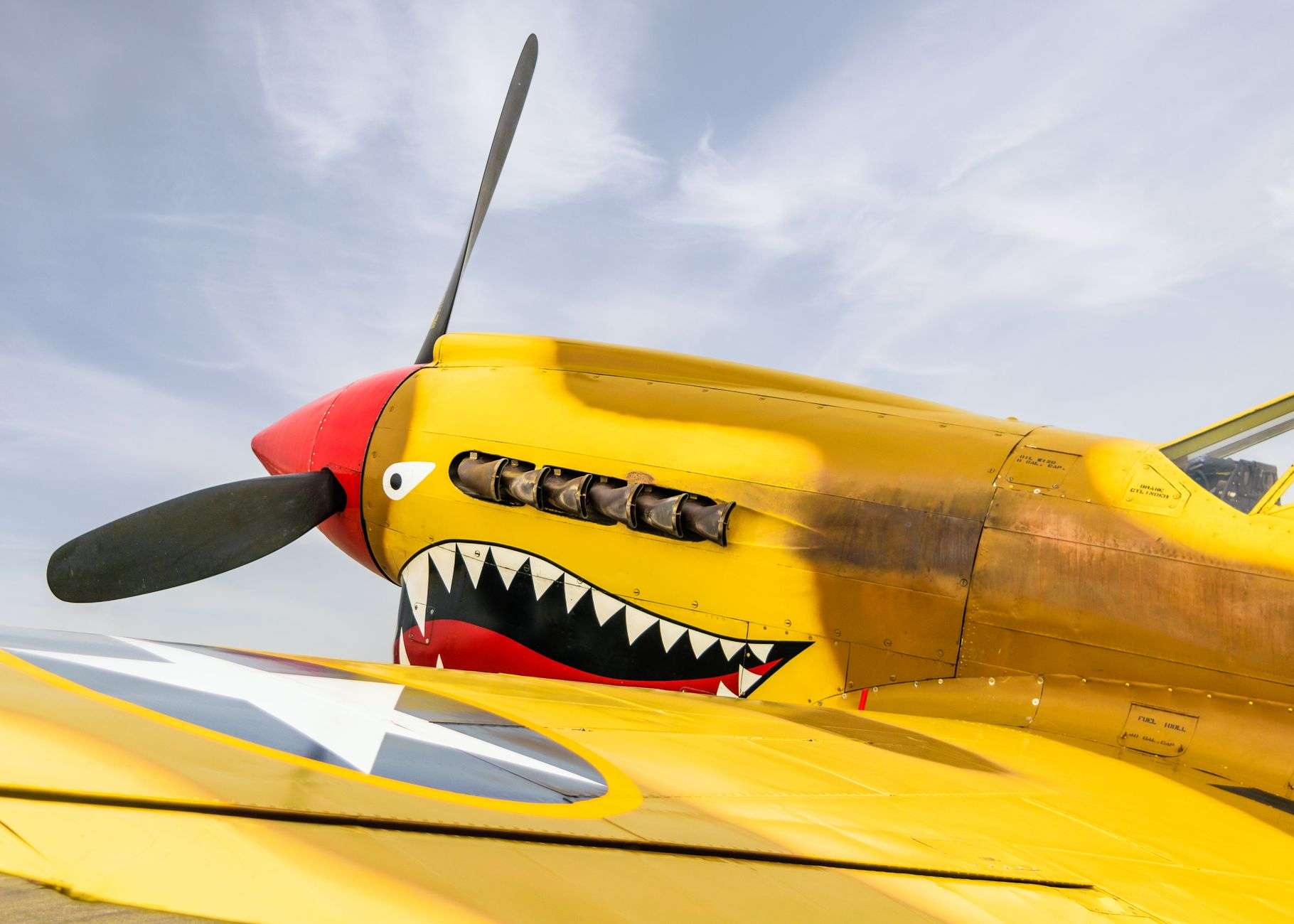 A vintage World War II era propeller fighter aircraft, illustrating Tuskegee Airmen aviation history