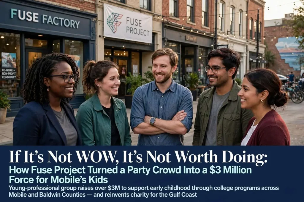 Illustration for the news story: If It’s Not WOW, It’s Not Worth Doing: How Fuse Project Turned a Party Crowd Into a $3 Million Force for Mobile’s Kids