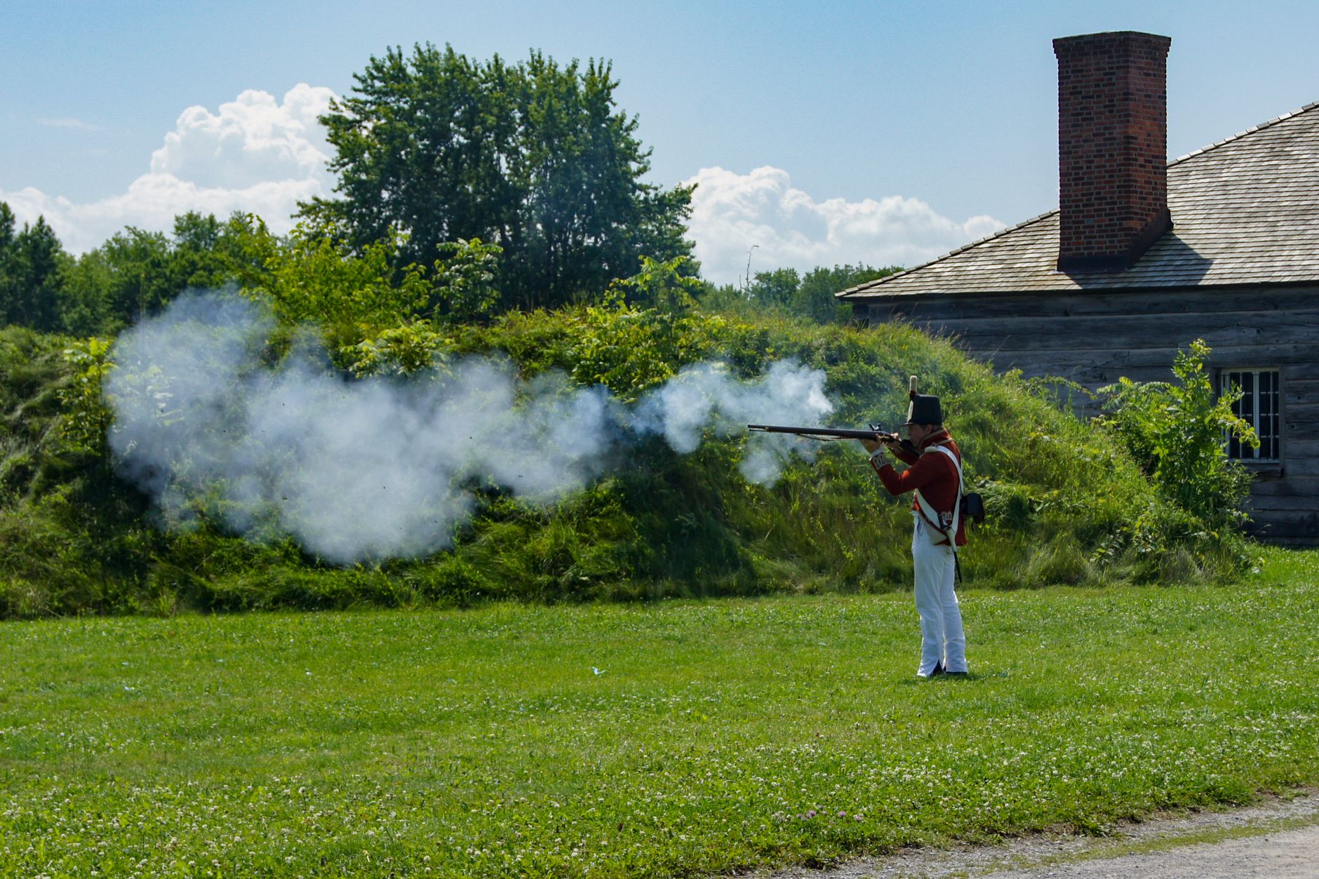 A colonial-era fort site used for historical reenactments