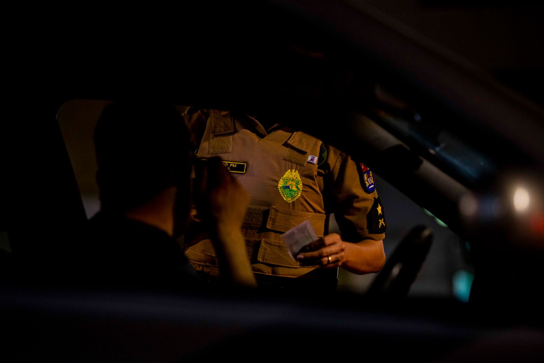 Law enforcement vehicle conducting a traffic stop