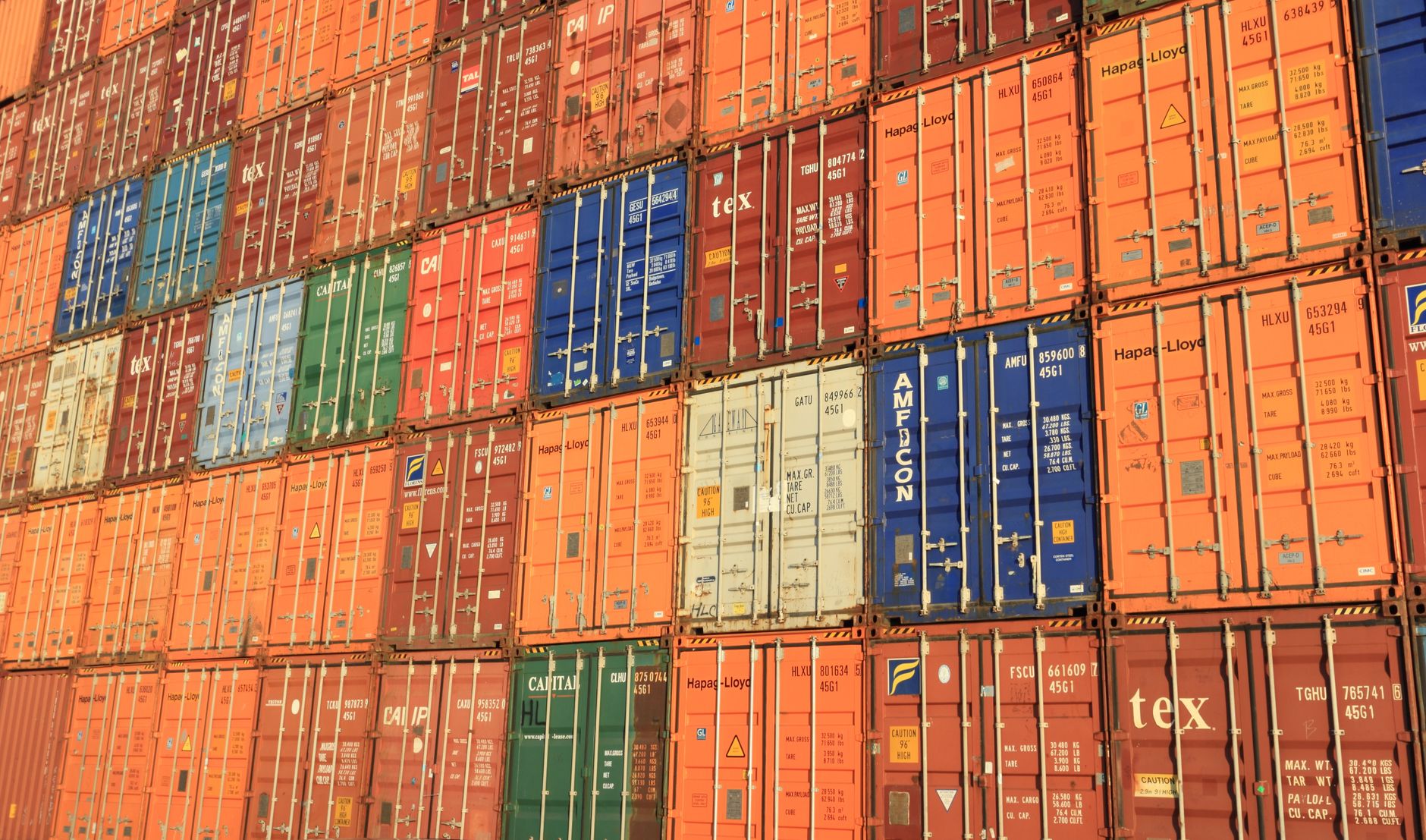A cargo logistics and export facility near a shipping port