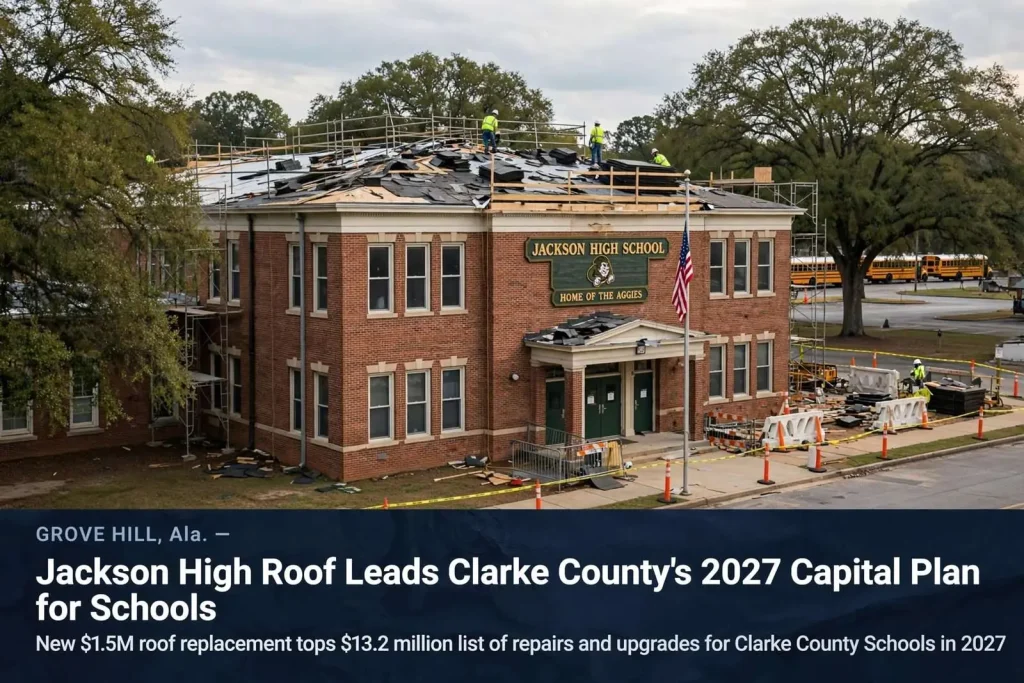 Illustration for the news story: Jackson High Roof Leads Clarke County’s 2027 Capital Plan for Schools