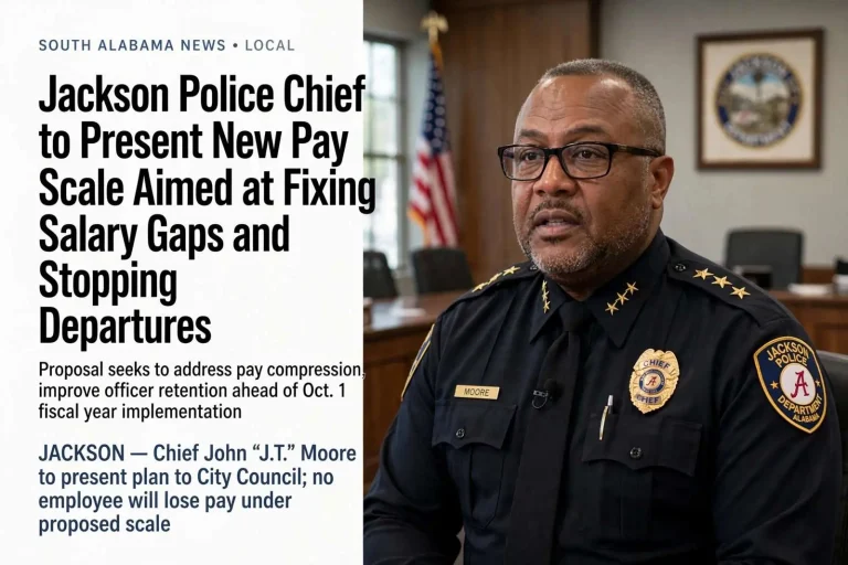Illustration for the news story: Jackson Police Chief to Present New Pay Scale Aimed at Fixing Salary Gaps and Stopping Departures