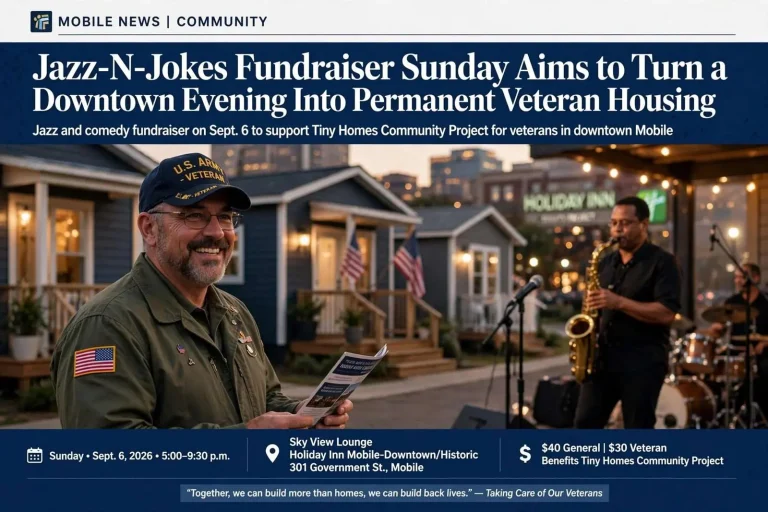 Illustration for the news story: Jazz-N-Jokes Fundraiser Sunday Aims to Turn a Downtown Evening Into Permanent Veteran Housing