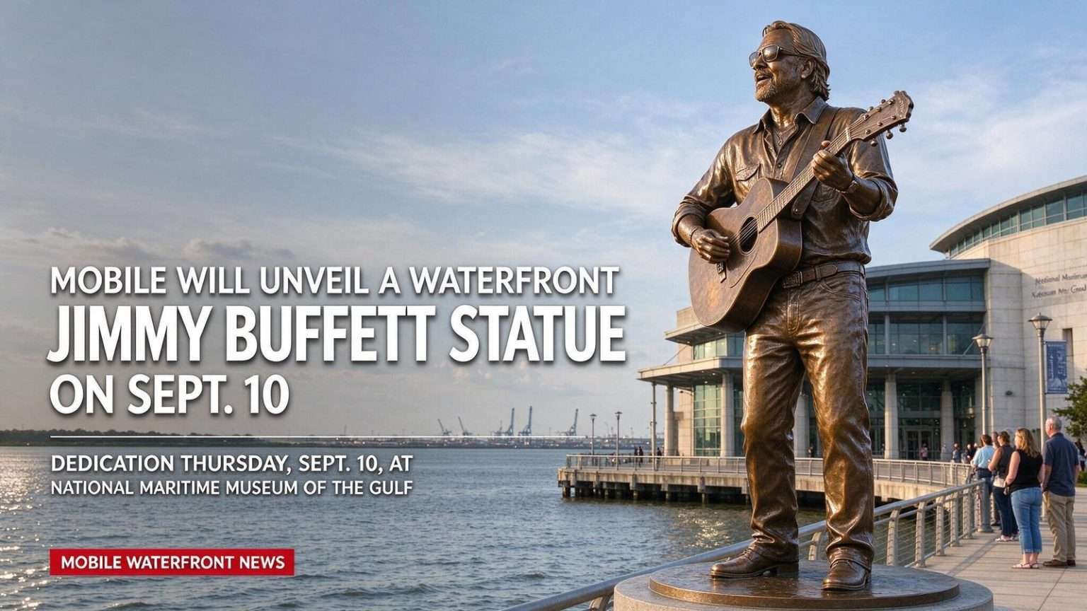 Illustration for the news story: Mobile Will Unveil a Waterfront Jimmy Buffett Statue on Sept. 10