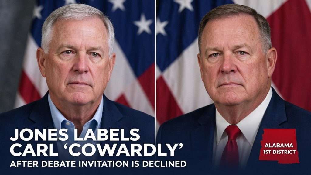 Illustration for the news story: Jones Labels Carl ‘Cowardly’ After Debate Invitation Is Declined in 1st District Race