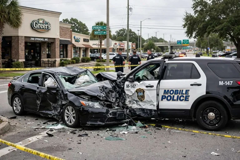 Illustration for the news story: Juvenile Charged After Stolen-Vehicle Chase in Mobile Ends in Crash With Police Cruiser