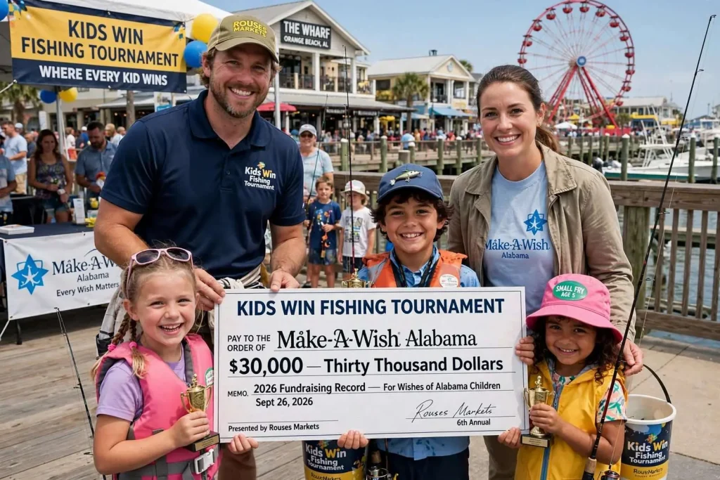 Illustration for the news story: Kids Win Fishing Tournament Sets Record With $30,000 for Make-A-Wish Alabama