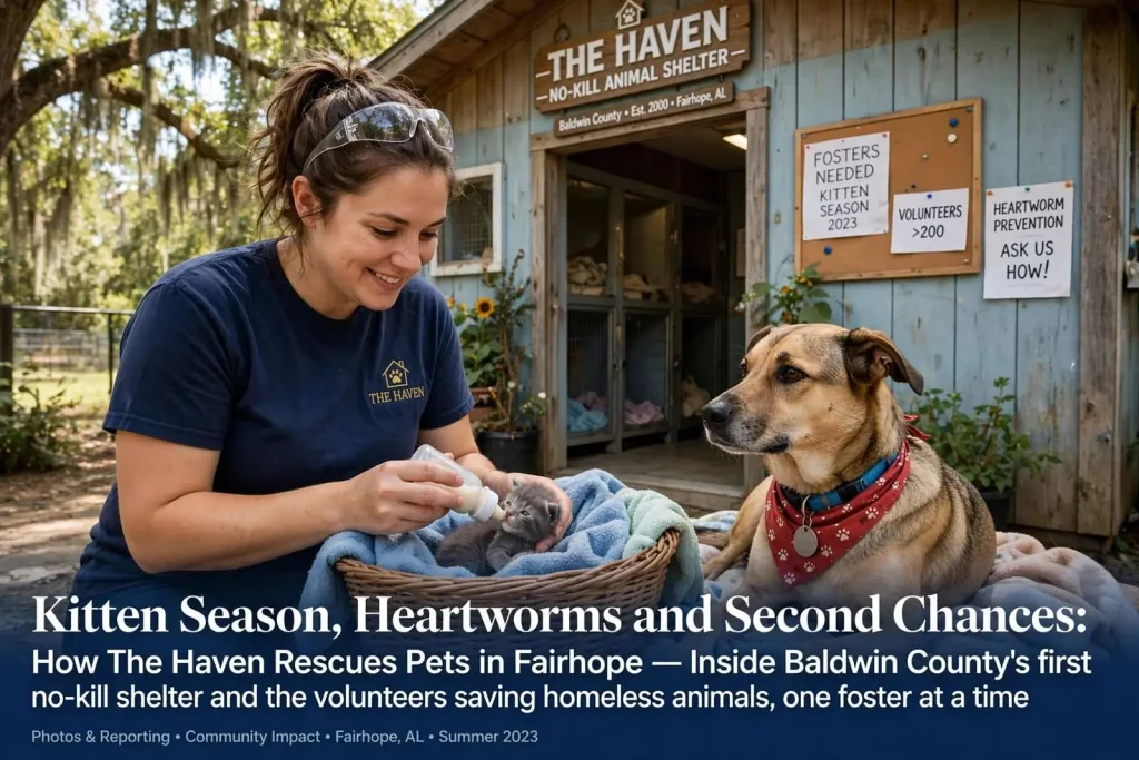 Illustration for the news story: Kitten Season, Heartworms and Second Chances: How The Haven Rescues Pets in Fairhope