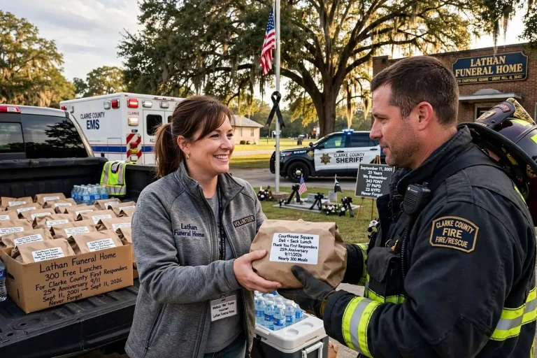 Illustration for the news story: Lathan Funeral Home Feeds Nearly 300 Clarke County First Responders for the 25th Anniversary of 9/11