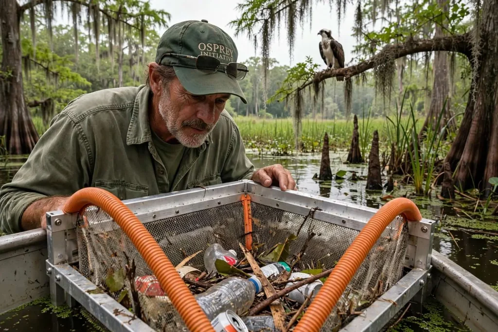 Illustration for the news story: Litter Gitters and a Man With Swamp Water in His Veins: The Osprey Initiative Story