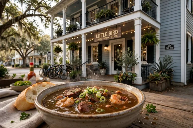Illustration for the news story: A Year-Old Fairhope Restaurant Just Made a National Top 50. Its Gumbo Roux Is the Giveaway.