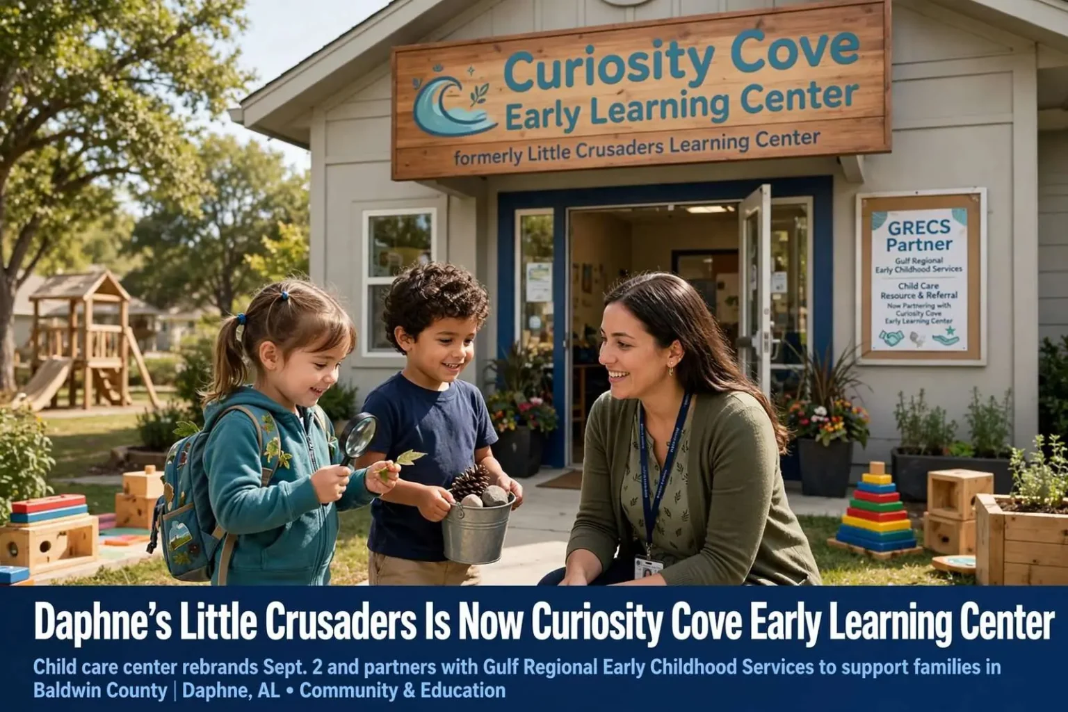 Illustration for the news story: Daphne’s Little Crusaders Is Now Curiosity Cove Early Learning Center