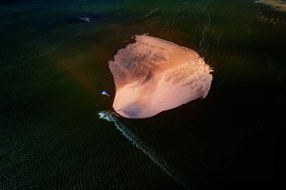 Aerial view of beach and dunes on a Gulf Coast barrier island
