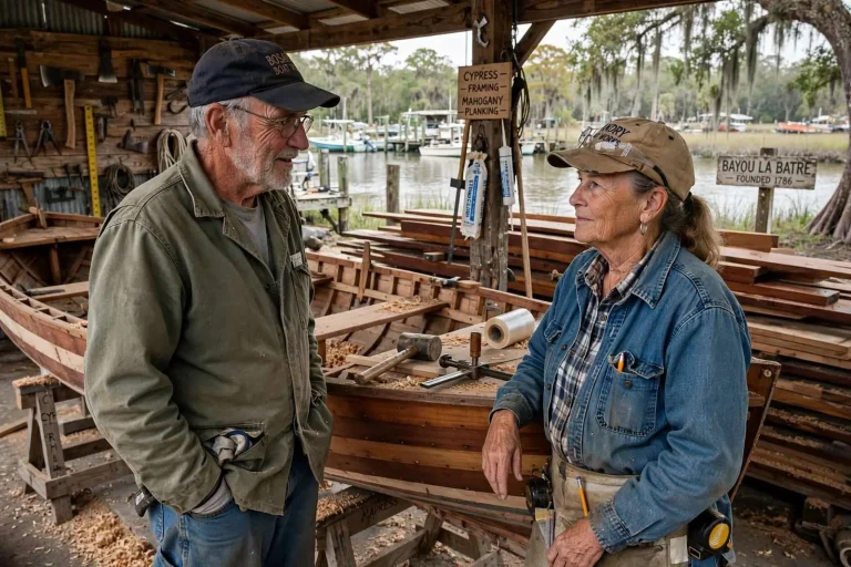 Illustration for the news story: Mahogany, Cypress and a Fading Craft: Bayou La Batre’s Last Wooden Boat Builders
