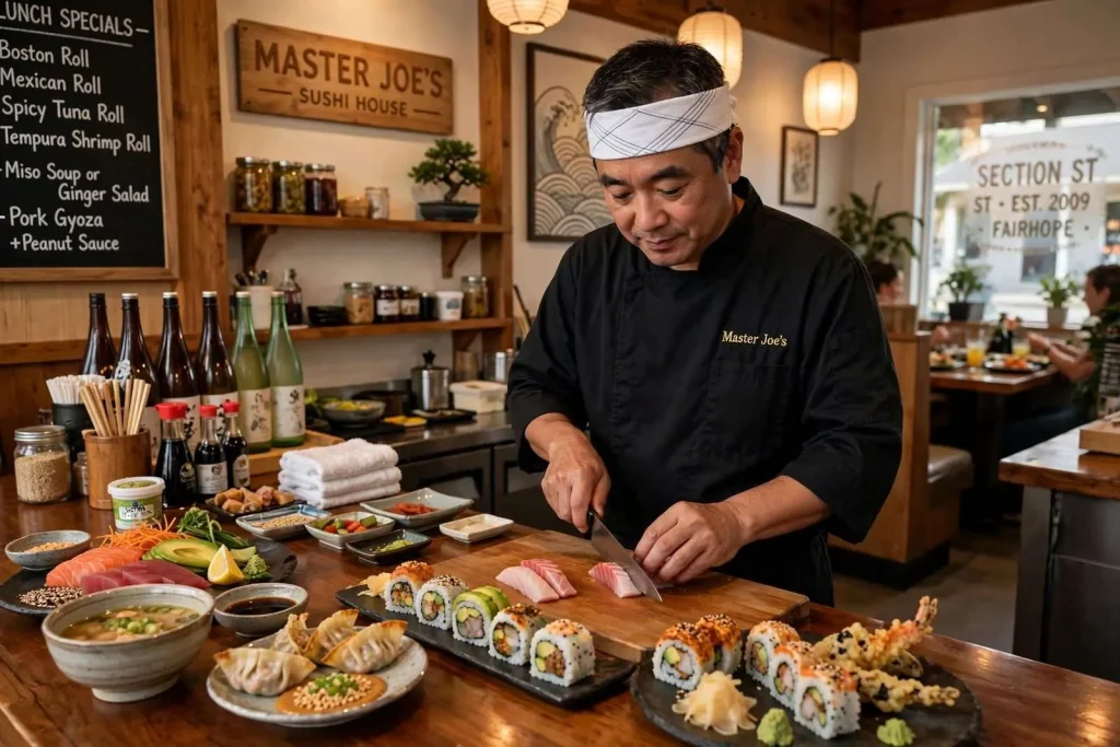 Illustration for the news story: Master Joe’s: The Fairhope Sushi House Where a Doctor Became a Sushi Master
