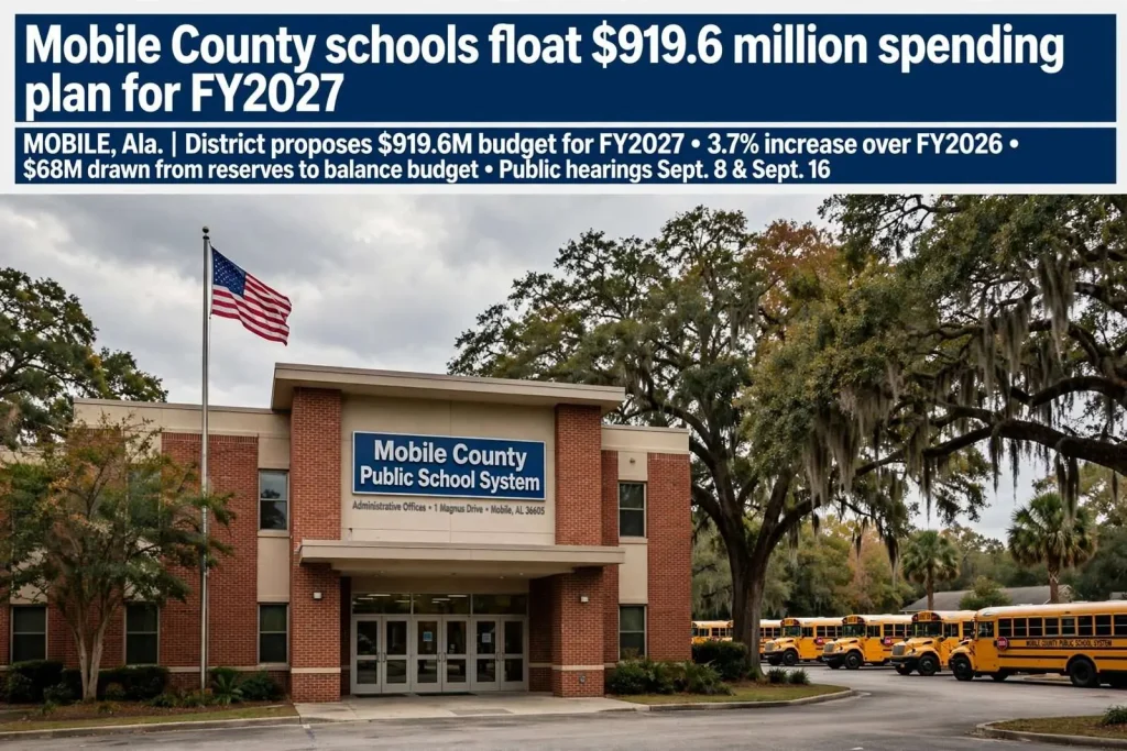 Illustration for the news story: Mobile County schools float $919.6 million spending plan for FY2027
