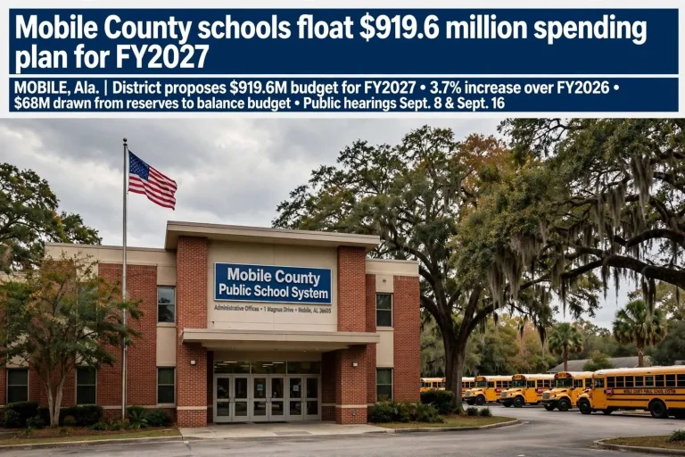 Illustration for the news story: Mobile County schools float $919.6 million spending plan for FY2027
