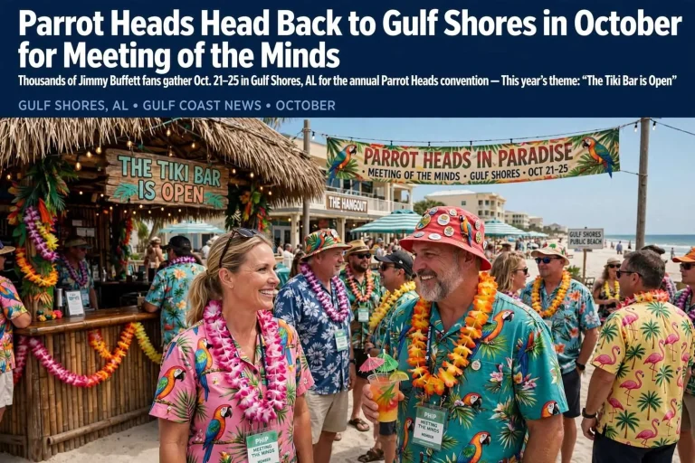 Illustration for the news story: Parrot Heads Head Back to Gulf Shores in October for Meeting of the Minds