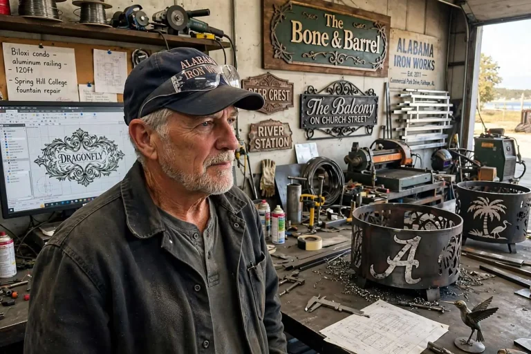 Illustration for the news story: Metal Art Meets Engineering at Alabama Iron Works in Fairhope