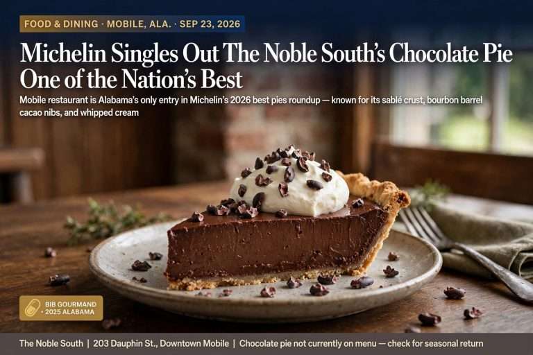 Illustration for the news story: Michelin Singles Out The Noble South’s Chocolate Pie as One of the Nation’s Best