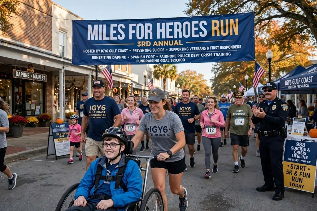 Illustration for the news story: Miles for Heroes Run in Daphne Raises Money to Train Eastern Shore Officers for Suicide Crisis Calls