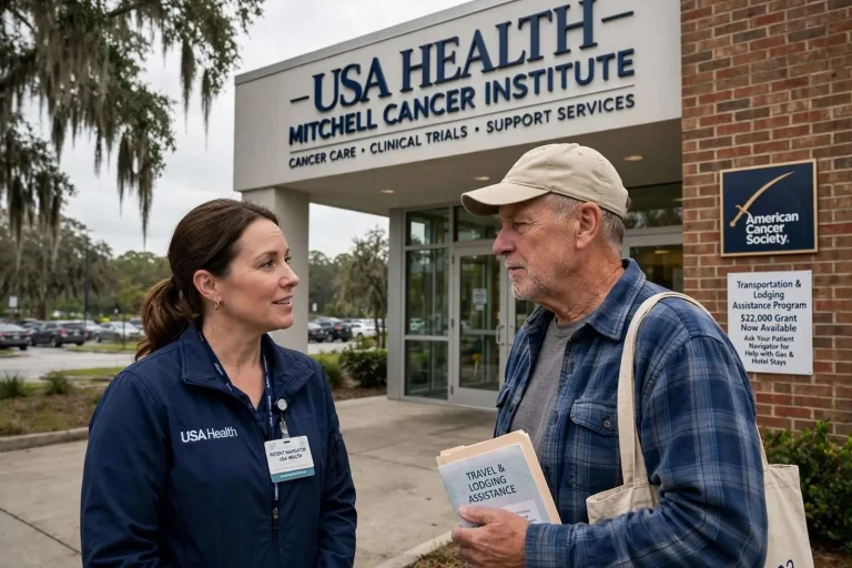 Illustration for the news story: Mitchell Cancer Institute Gets $22,000 to Cover the Gas and Hotel Rooms That Keep Patients From Treatment
