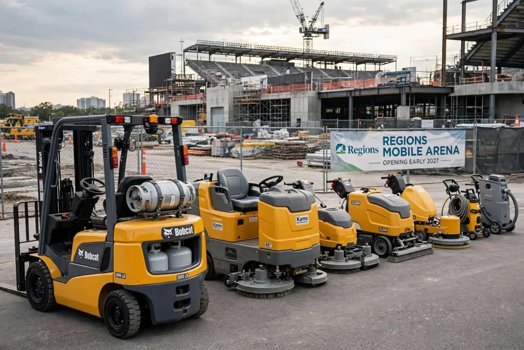 Illustration for the news story: Mobile Adds $172,114 in Forklifts and Floor Scrubbers to the Regions Arena Shopping List