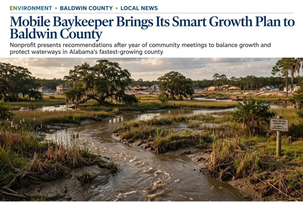 Illustration for the news story: Mobile Baykeeper Brings Its Smart Growth Plan to Baldwin County