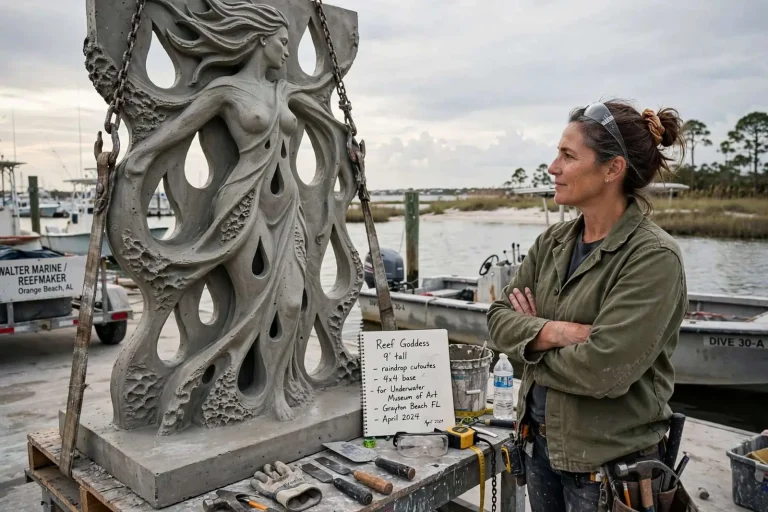 Illustration for the news story: Mobile-Born Sculptor Raine Bedsole Creates ‘Reef Goddess’ for Gulf Underwater Museum