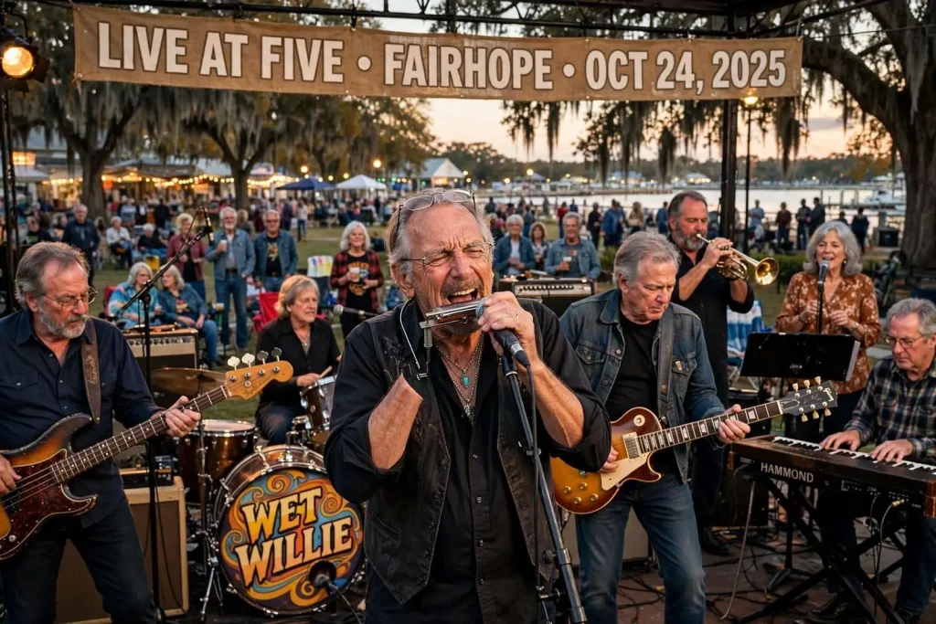 Illustration for the news story: Mobile-Born Wet Willie Takes Fairhope Back to the ’70s at Live at Five