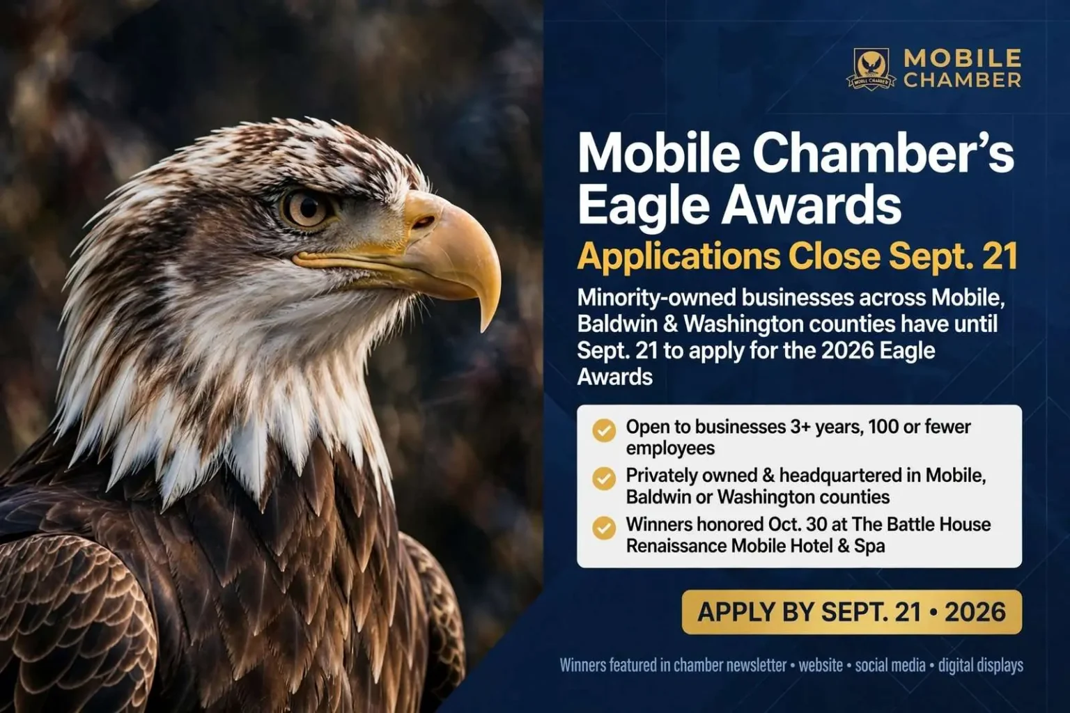 Illustration for the news story: Mobile Chamber’s Eagle Awards Applications Close Sept. 21
