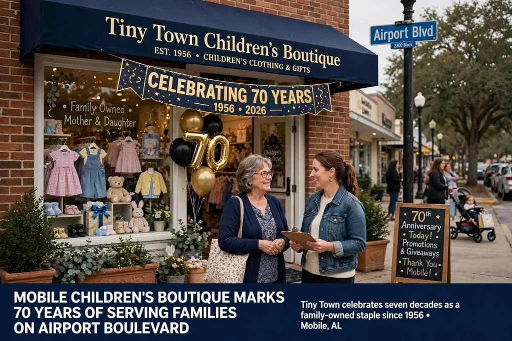Illustration for the news story: Mobile Children’s Boutique Marks 70 Years of Serving Families on Airport Boulevard