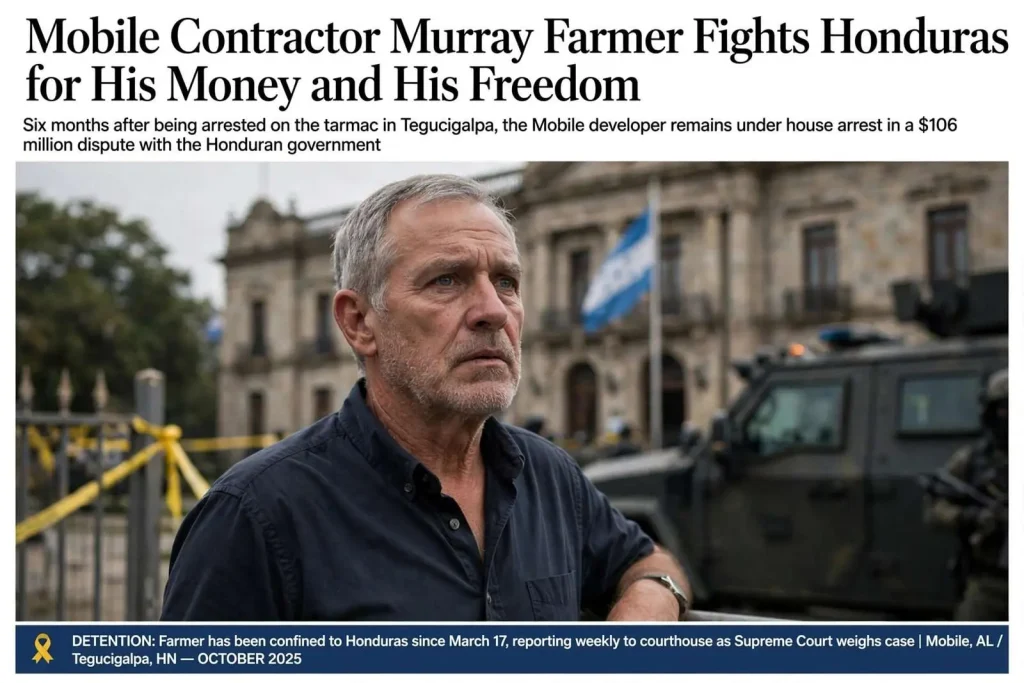 Illustration for the news story: Mobile Contractor Murray Farmer Fights Honduras for His Money and His Freedom