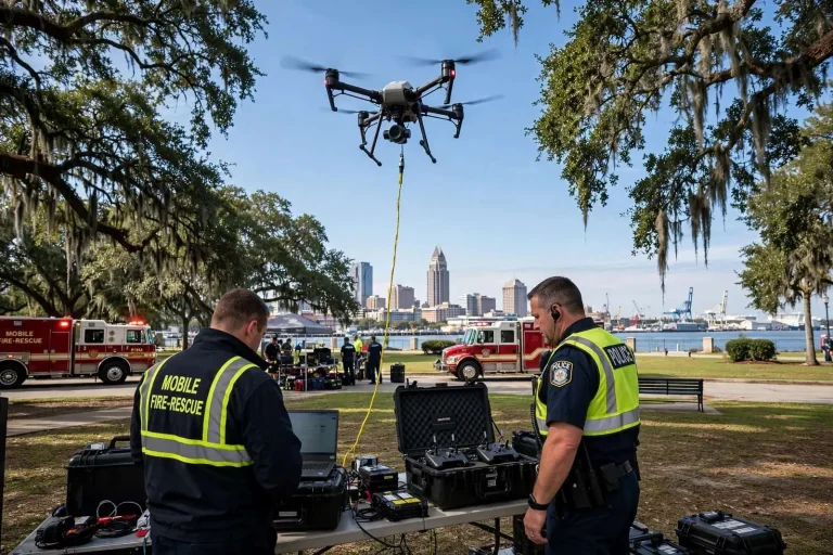Illustration for the news story: Mobile Council Approves Drone Purchase, Saying Public Safety — Not Spying — Is the Goal