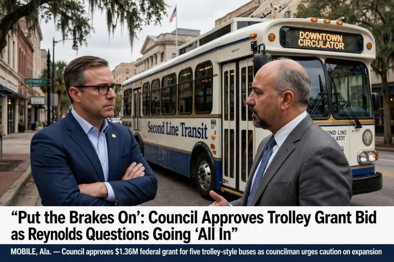 Illustration for the news story: ‘Put the Brakes On’: Council Approves Trolley Grant Bid as Reynolds Questions Going ‘All In’