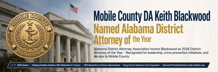 Illustration for the news story: Mobile County DA Keith Blackwood Named Alabama District Attorney of the Year