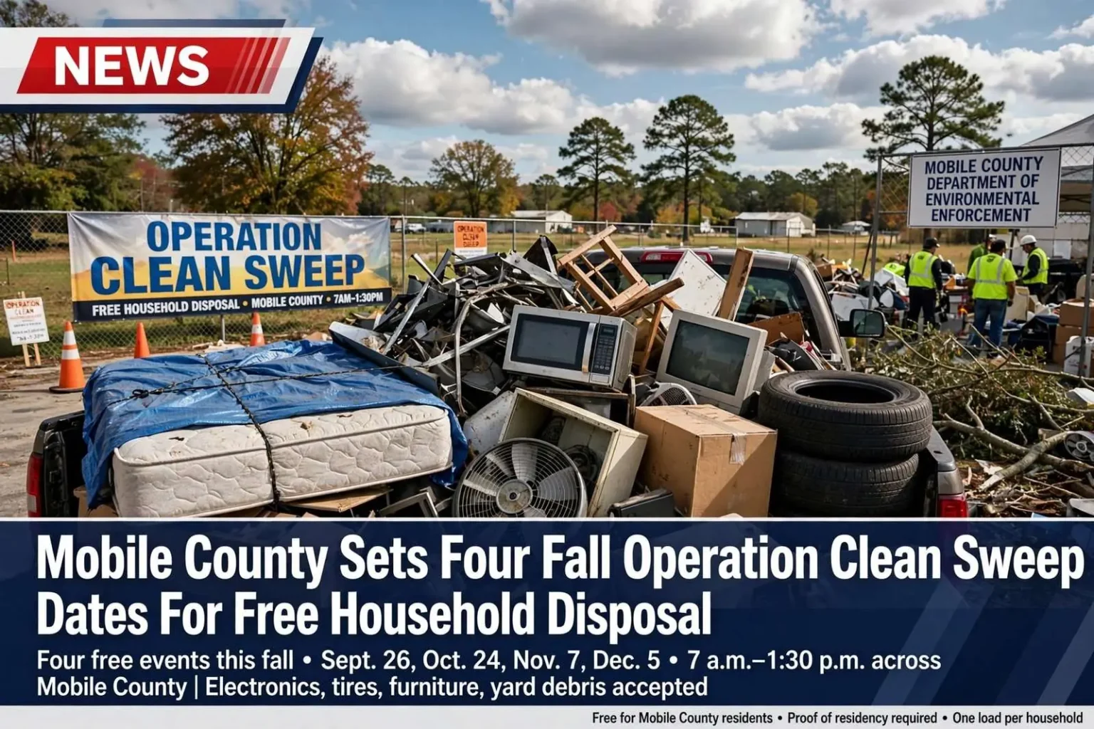 Illustration for the news story: Mobile County Sets Four Fall Operation Clean Sweep Dates For Free Household Disposal