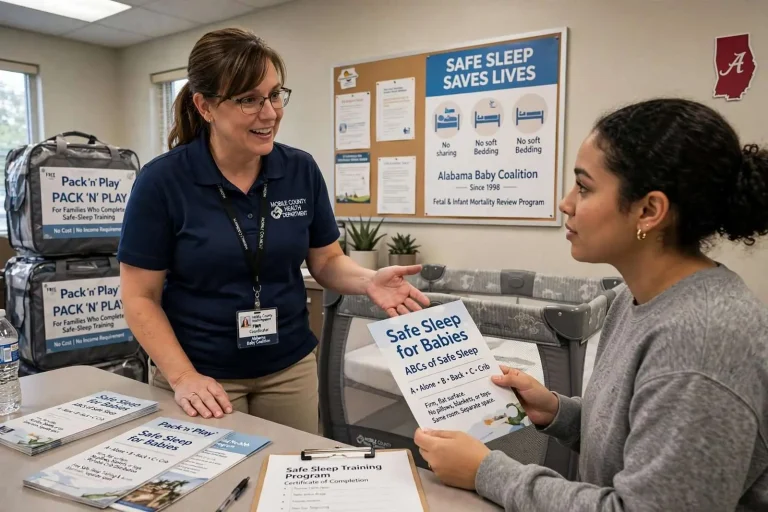 Illustration for the news story: Mobile County health programs push safe sleep as Alabama logs 63 sleep-related infant deaths