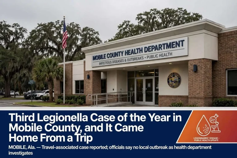 Illustration for the news story: Third Legionella Case of the Year in Mobile County, and It Came Home From a Trip