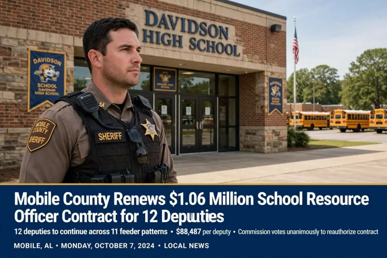 Illustration for the news story: Mobile County Renews $1.06 Million School Resource Officer Contract for 12 Deputies