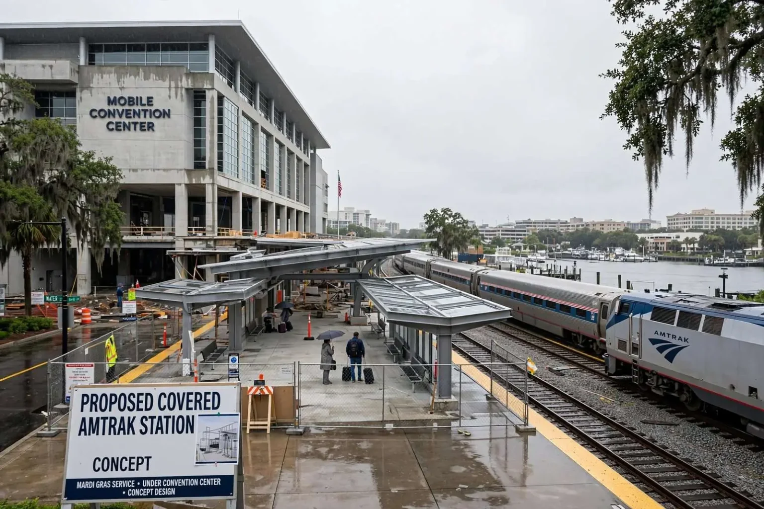 Illustration for the news story: Mobile Is Drawing Up Plans for a Covered Amtrak Station Downtown