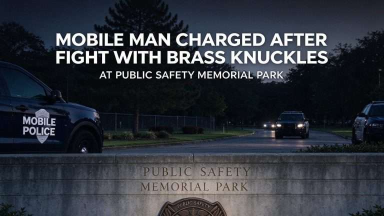Illustration for the news story: Mobile Man Charged After Fight With Brass Knuckles at Public Safety Memorial Park