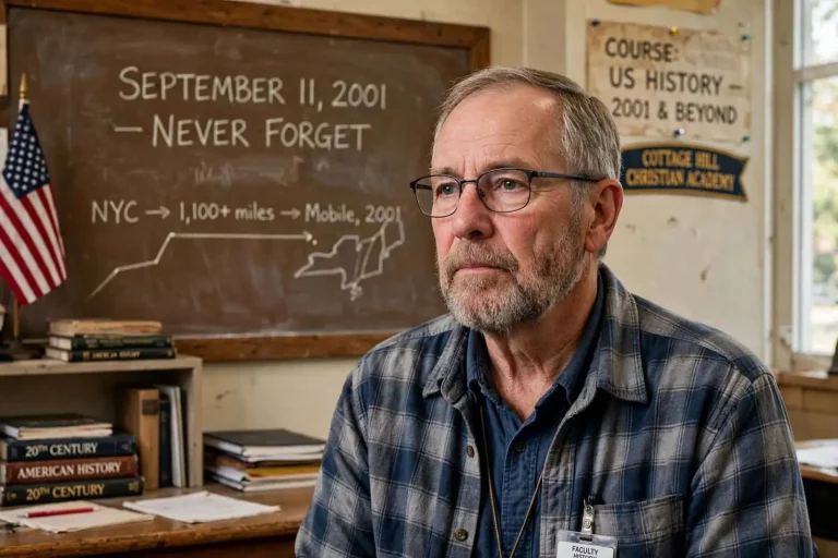 Illustration for the news story: A Mobile Man Was in New York on 9/11. He Drove Home, Then Taught It.