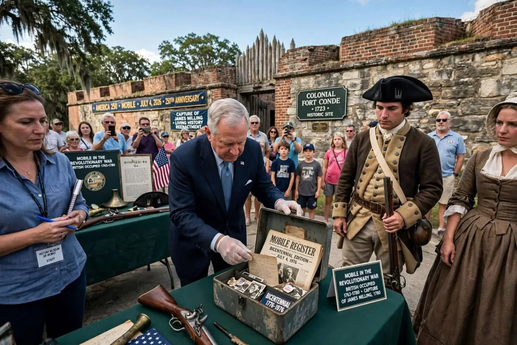 Illustration for the news story: Mobile Marked America’s 250th Anniversary With Revolutionary War Reenactment and Time Capsule Opening