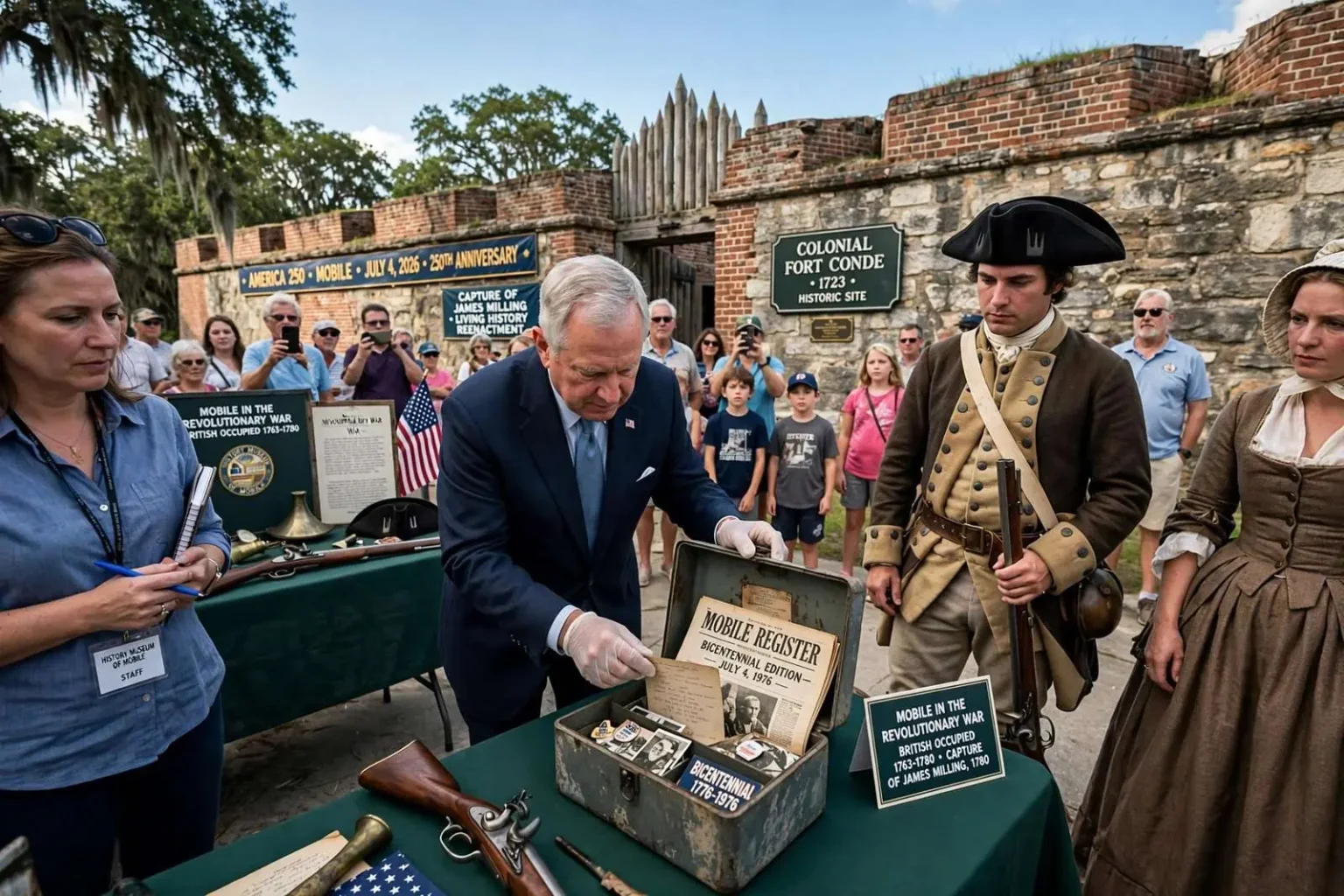 Illustration for the news story: Mobile Marked America’s 250th Anniversary With Revolutionary War Reenactment and Time Capsule Opening